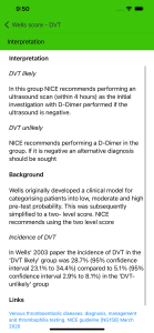 Wells score for DVT interpretation