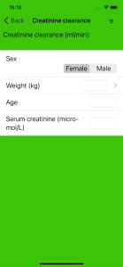 EMUK creatinine clearance calculator