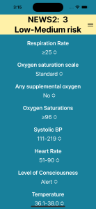 Image showing change in header colour for NEWS score of 2